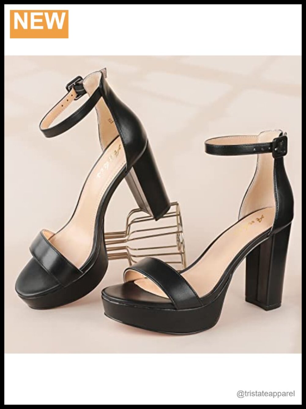 Ankis Women's Platform Chunky Heels Sandals 4 Inch Block Heeled Open Toe - Picture 2 of 6